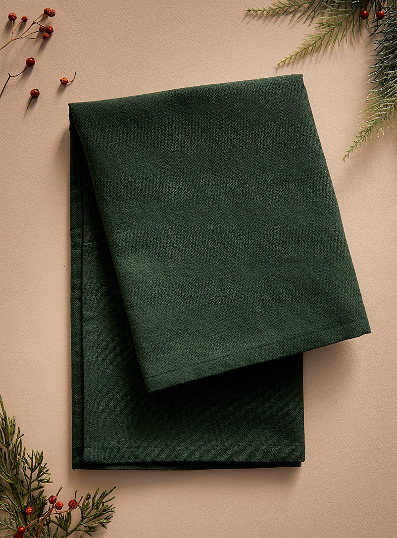 Simons Maison Green Glittering green recycled cotton napkin