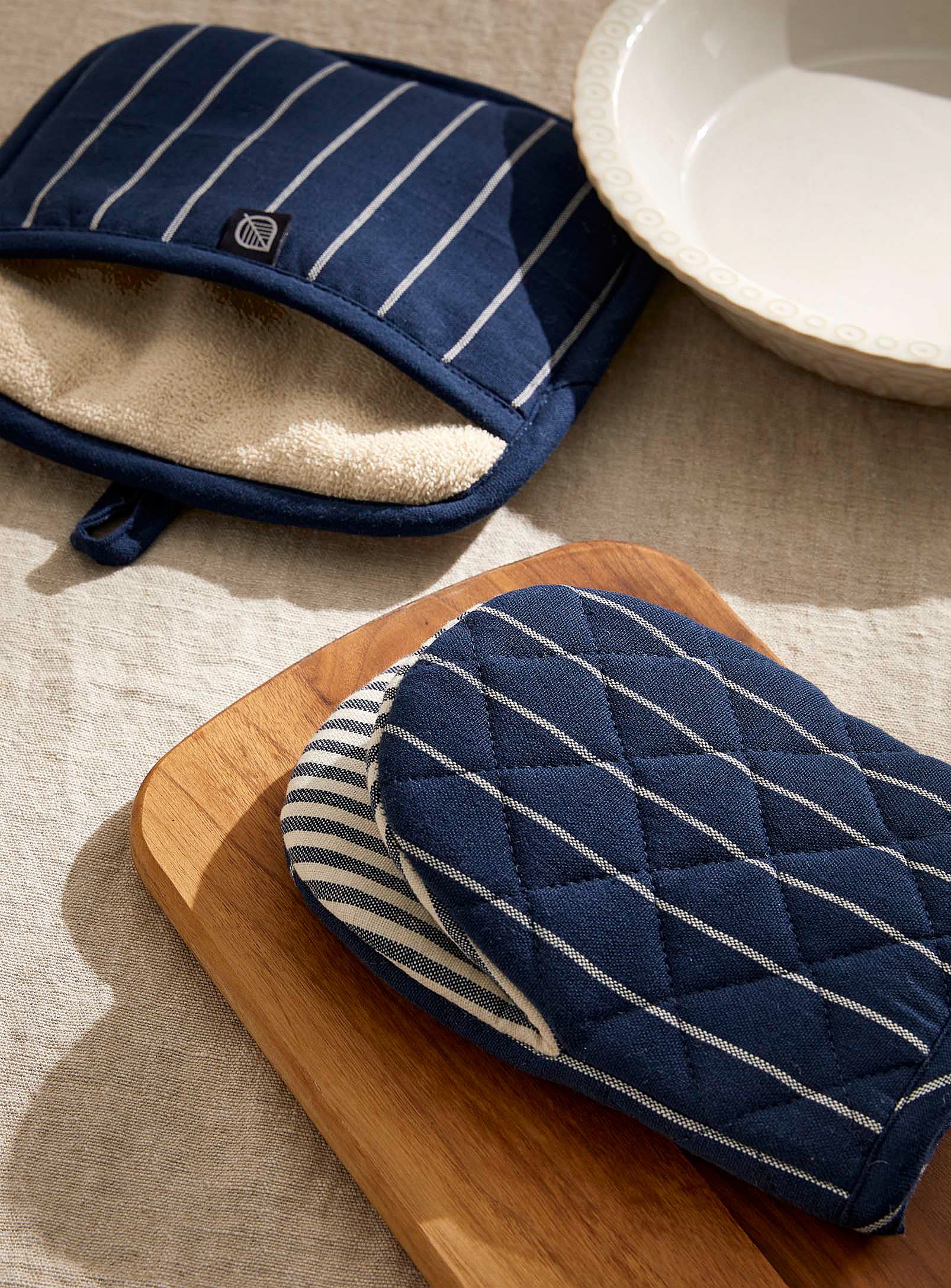 Simons Maison Nautical Stripes Organic Cotton Accessories In Patterned Blue