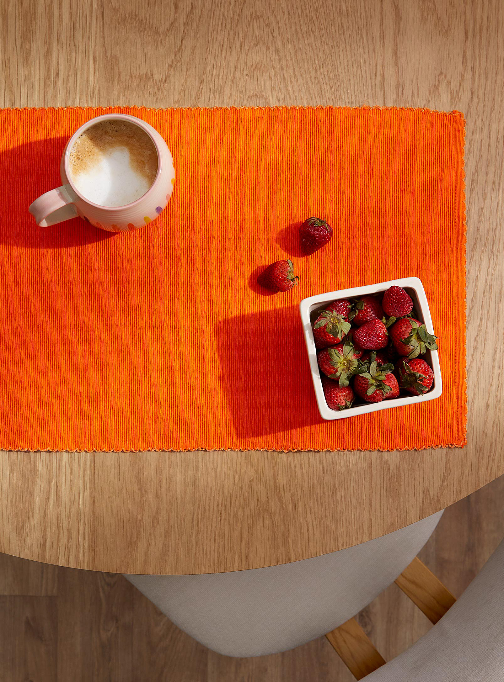 Simons Maison Mini-ribbing Recycled Cotton Placemat In Orange