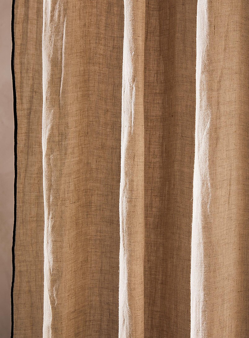 Contrasting trim pure linen shower curtain product image 2