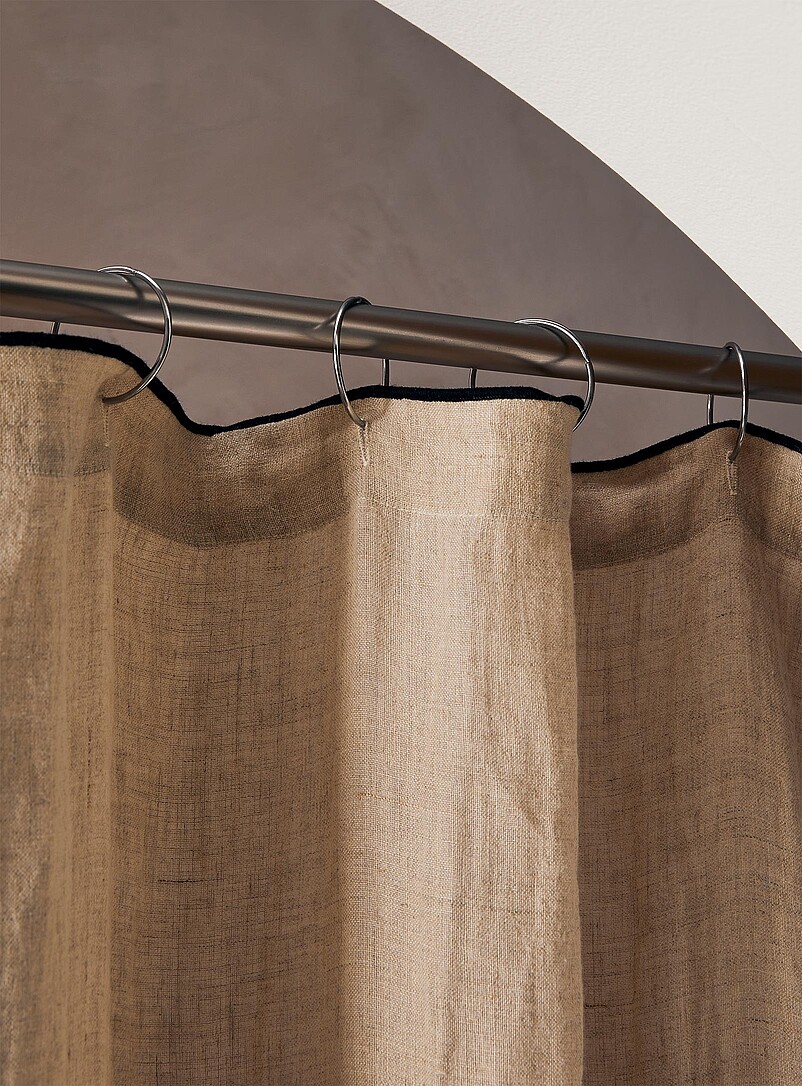 Contrasting trim pure linen shower curtain product image 3