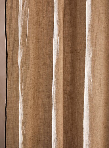Contrasting trim pure linen shower curtain