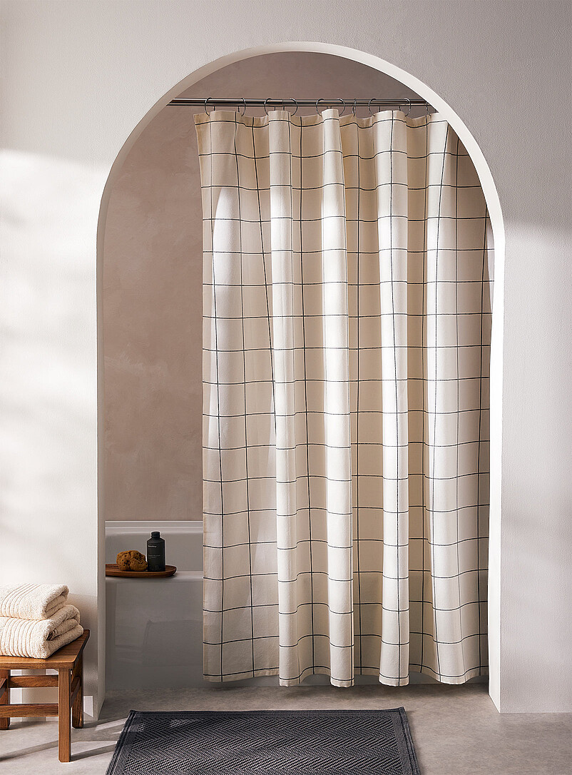Windowpane checks shower curtain product image (primary)