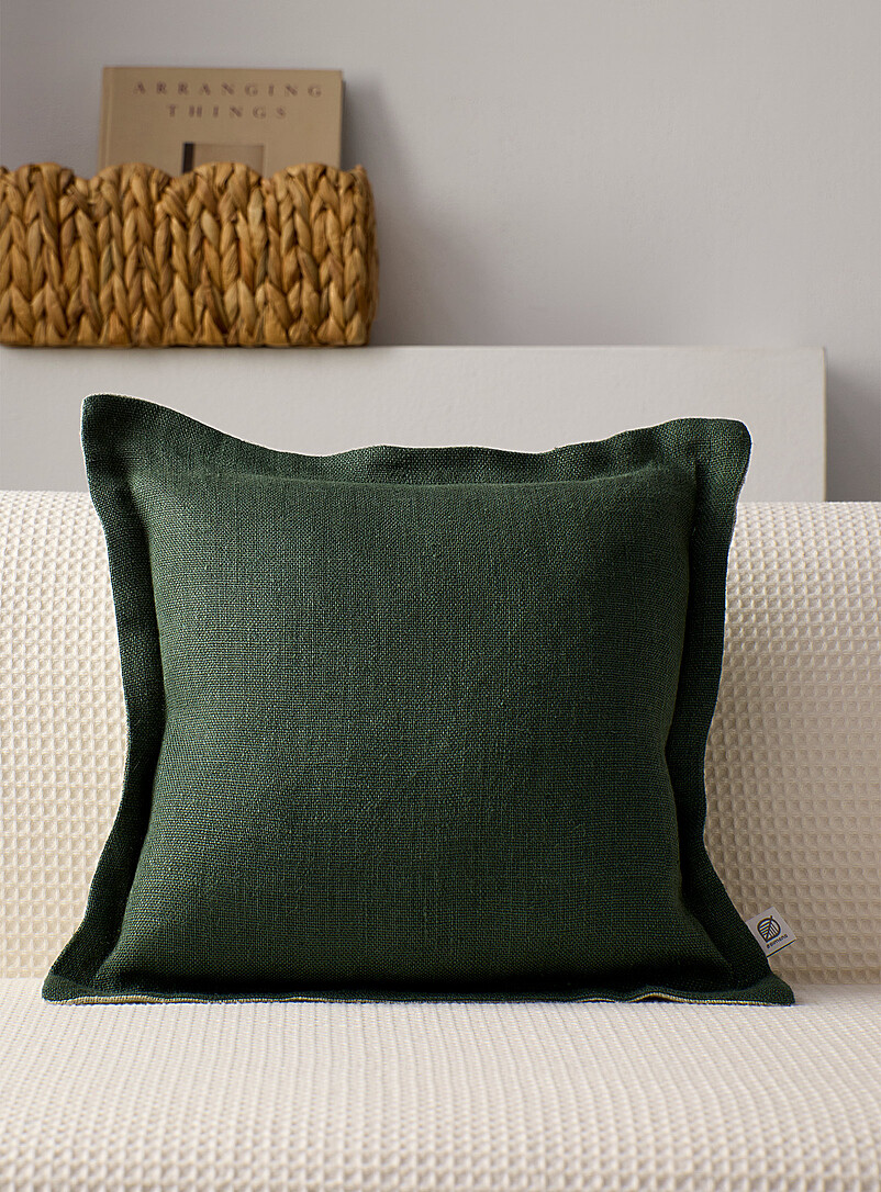 Pure Linen Ruffled Removable-Cover Cushion 45 X 45 Cm