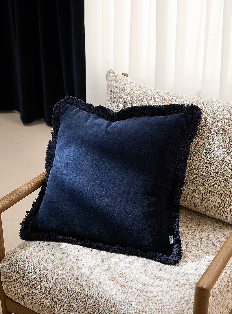 Sumptuous Velvet Fringed Removable-Cover Cushion 50 X 50 Cm