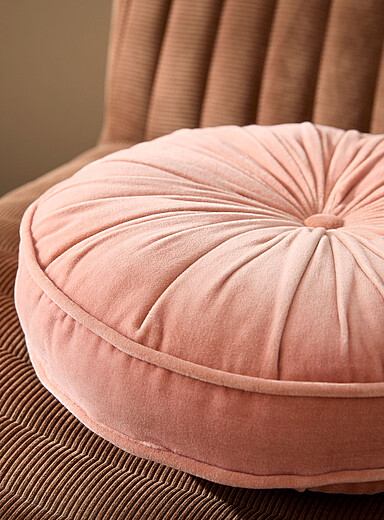 Soft velvet drape round cushion 44 cm in diameter