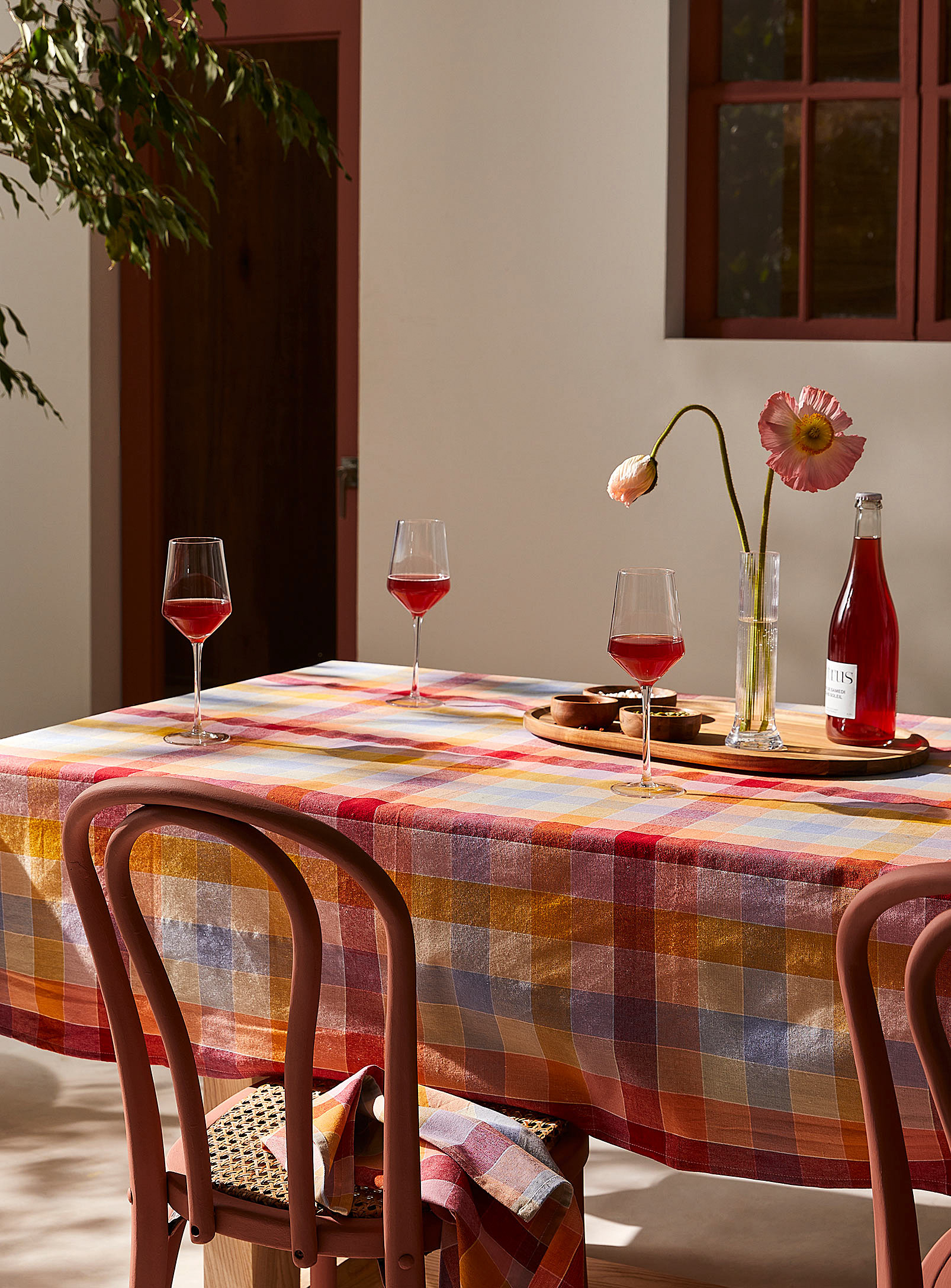 Simons Maison Multicoloured Checkered Recycled Cotton Tablecloth In Assorted