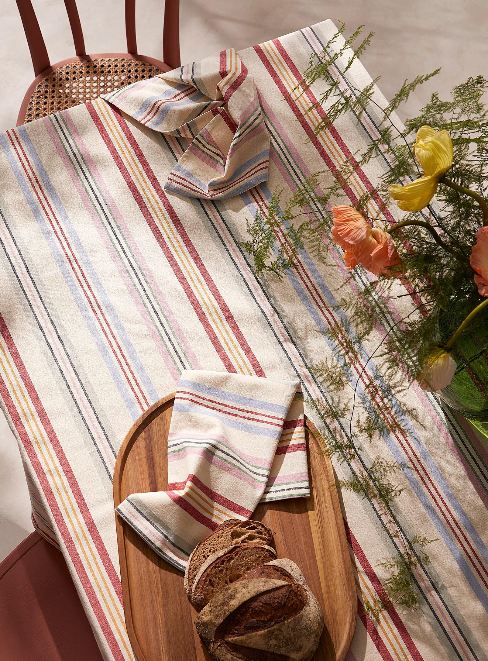 Simons Maison - Colourful stripes recycled cotton tablecloth
