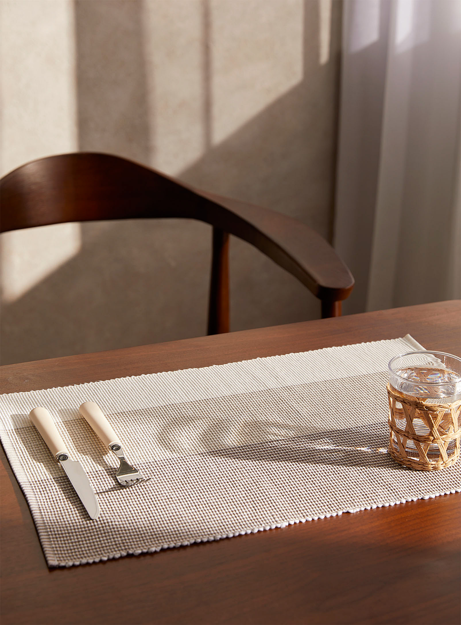 Simons Maison Natural Block-stripe Woven Cotton Placemat In Assorted