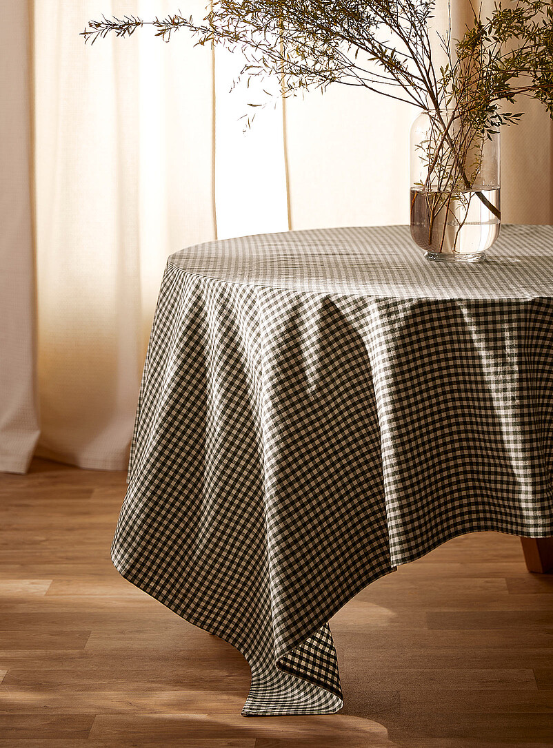 Olive gingham tablecloth product image (primary)