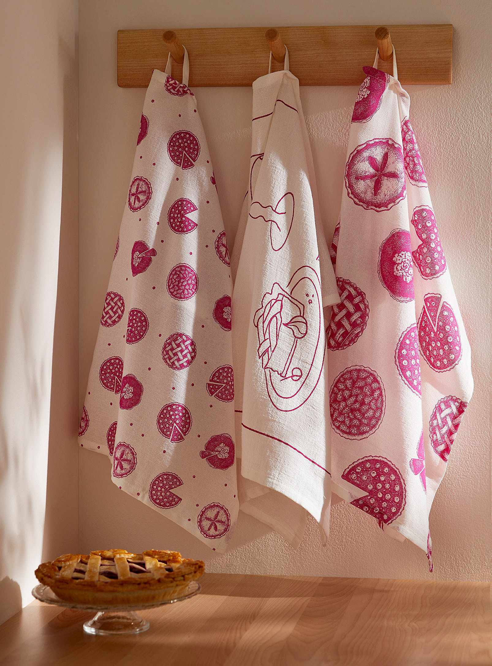 Simons Maison - Pink pies recycled cotton tea towels Set of 3
