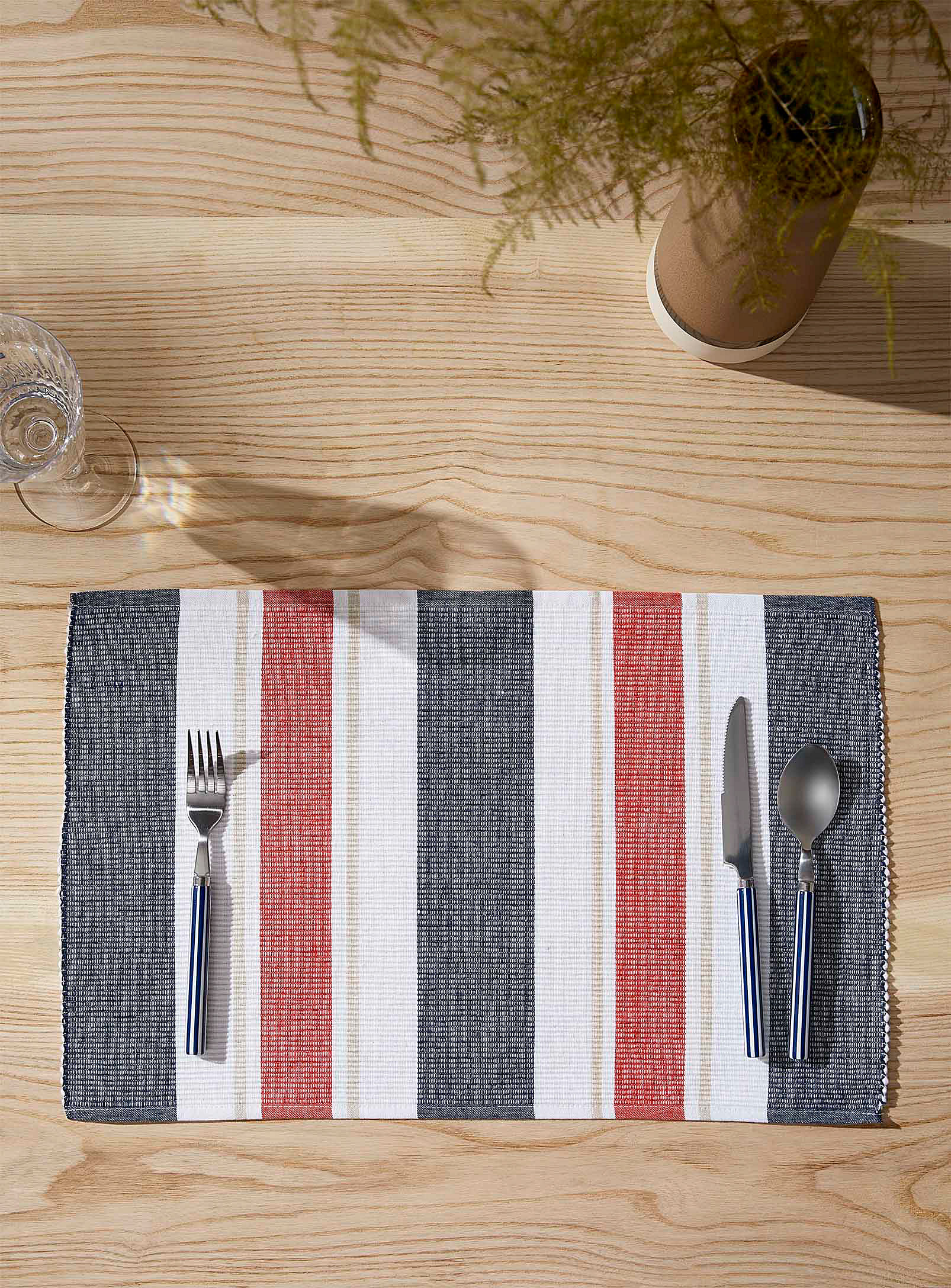 Simons Maison Nautical Stripes Recycled Cotton Placemat In Multi
