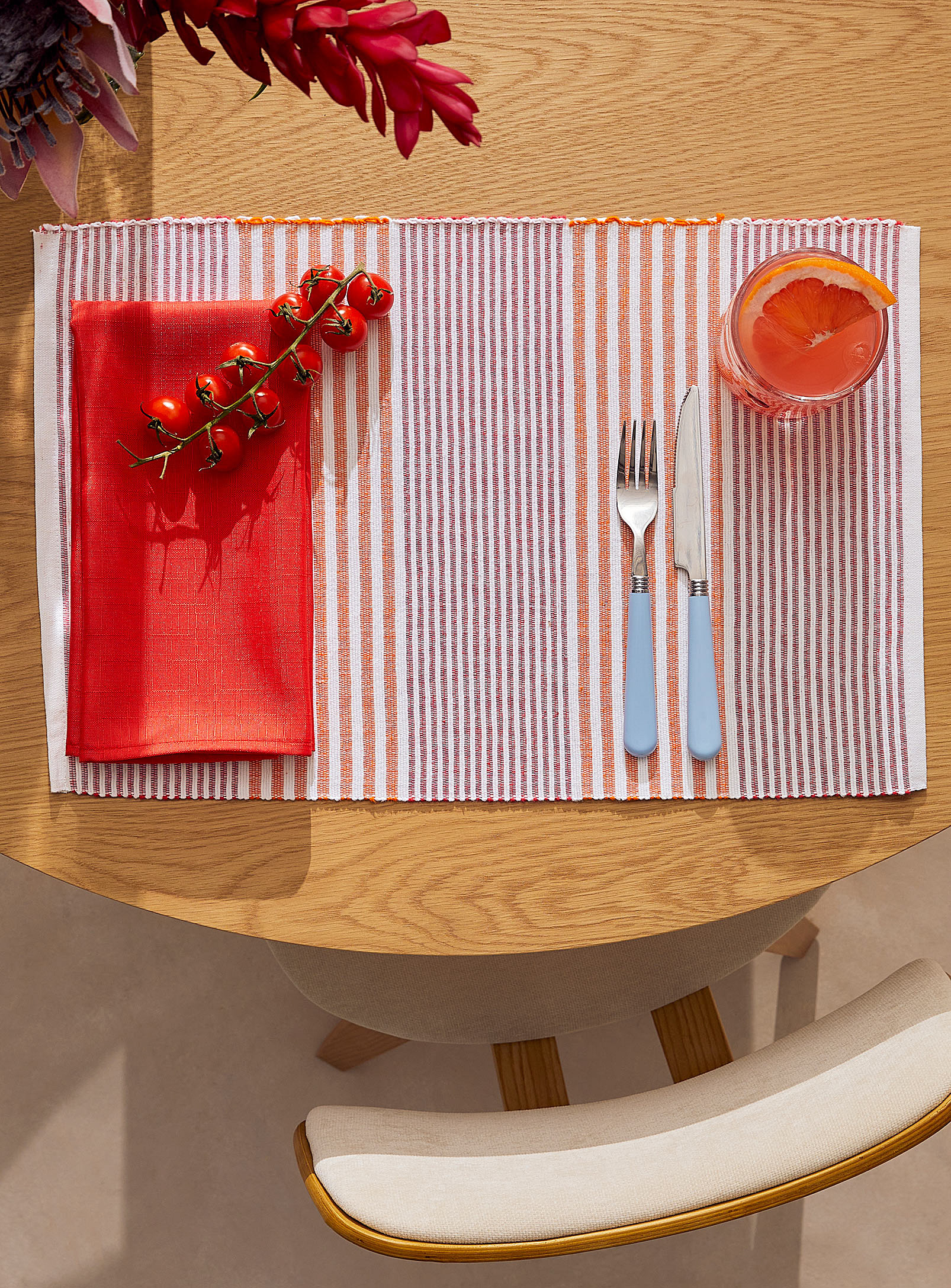 Simons Maison Summer Stripes Recycled Cotton Placemat In Patterned Red