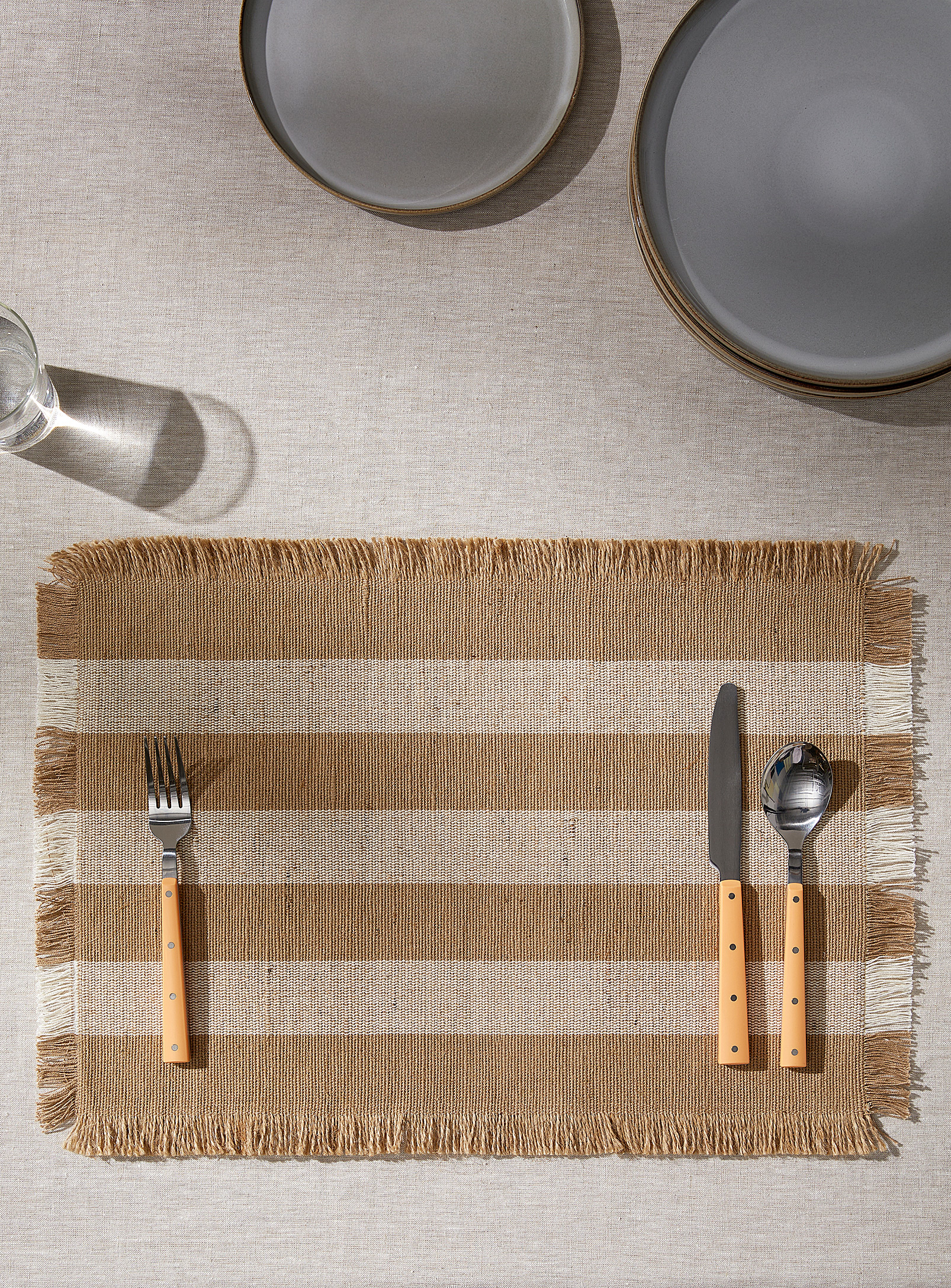 Simons Maison Maritime Stripes Jute And Cotton Placemat In White