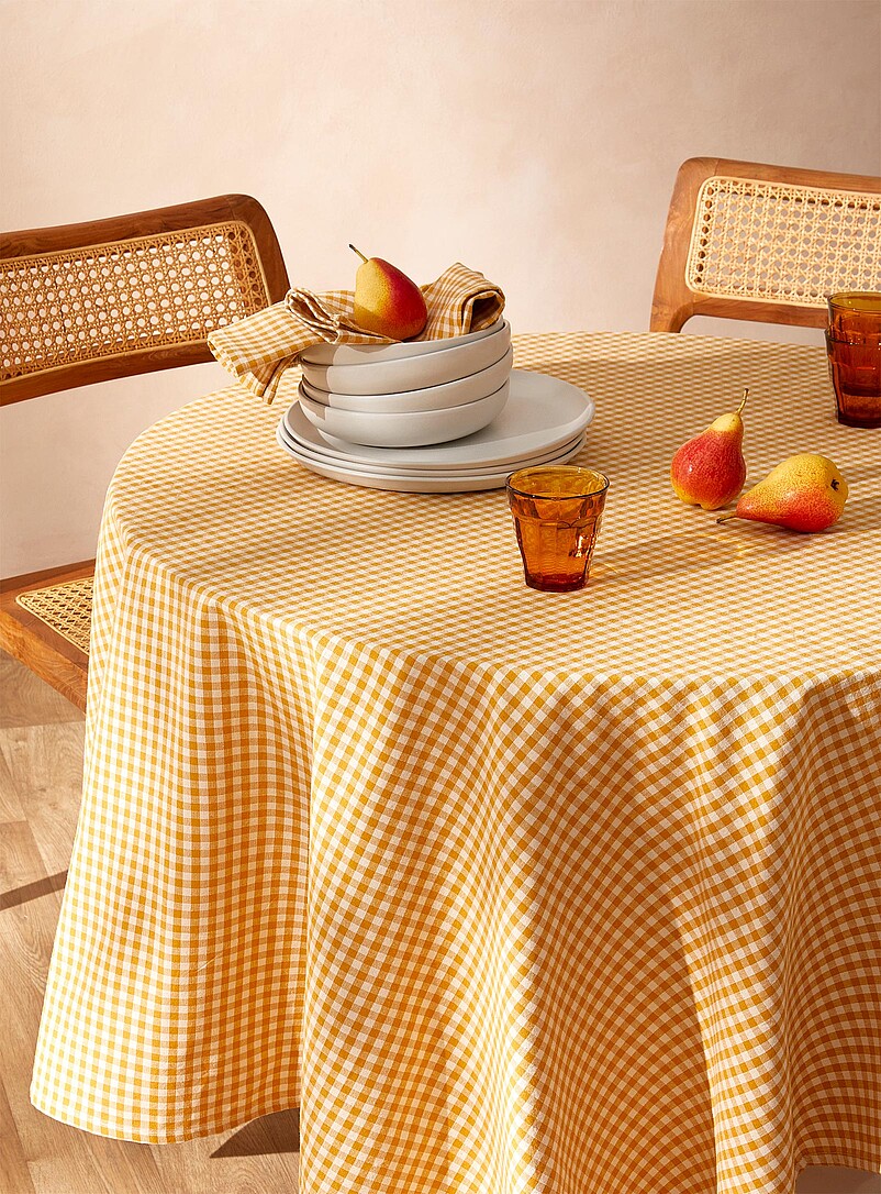 Ochre gingham tablecloth product image (primary)
