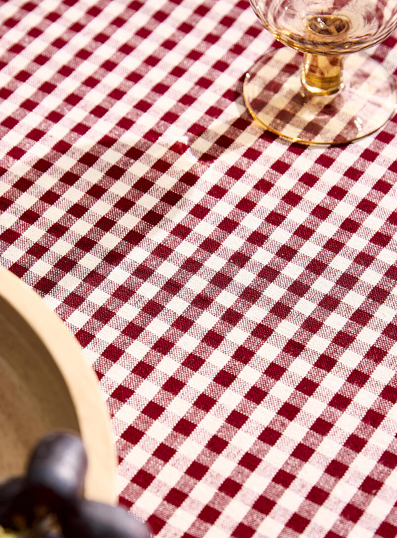 Burgundy gingham tablecloth product image 2