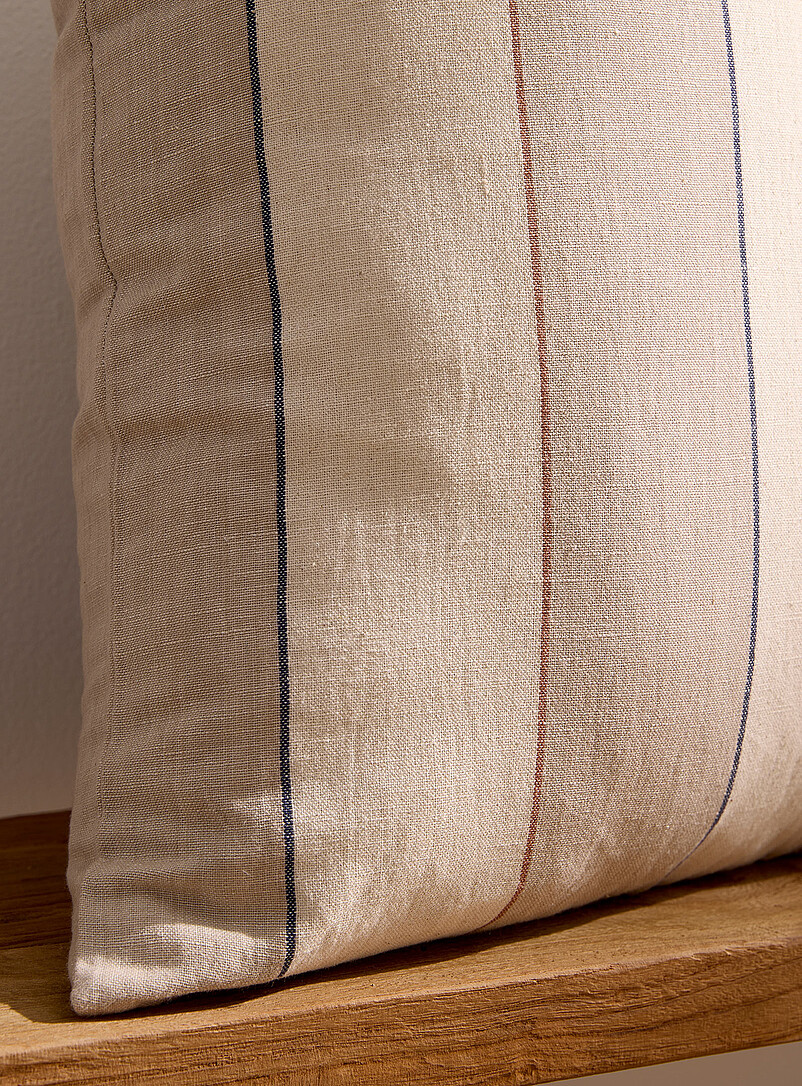 Broad stripes linen-blend removable-cover cushion 50 x 50 cm product image 2