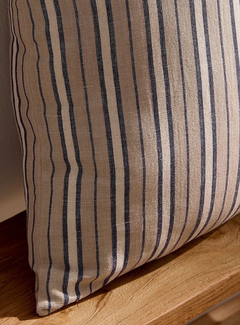 Striped linen-blend removable-cover cushion 50 x 50 cm product image 2