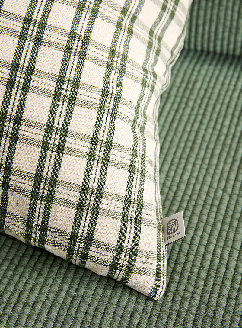 Green checkers linen-blend removable-cover cushion 50 x 50 cm product image 2