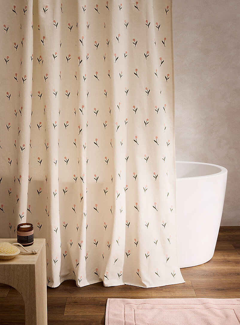 Lovely Tulips Embroidered Shower Curtain