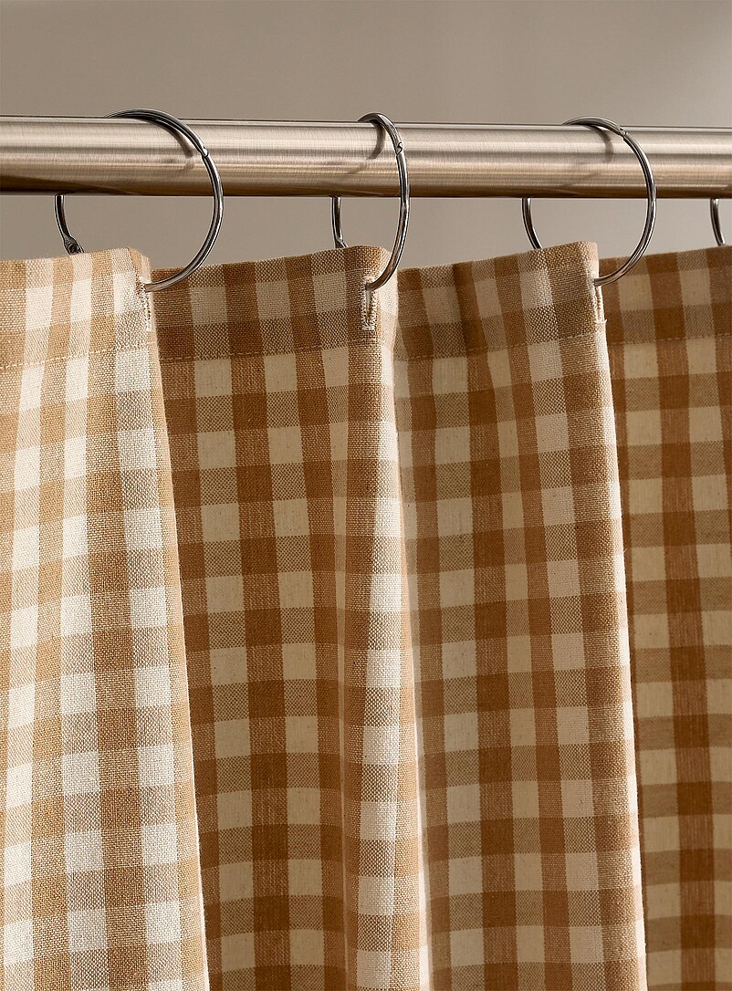 Neutral gingham shower curtain product image 3
