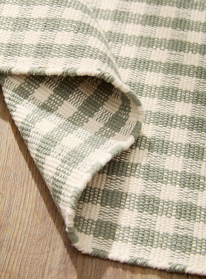 Sage green gingham checkers woven rug 60 x 90 cm product image 2