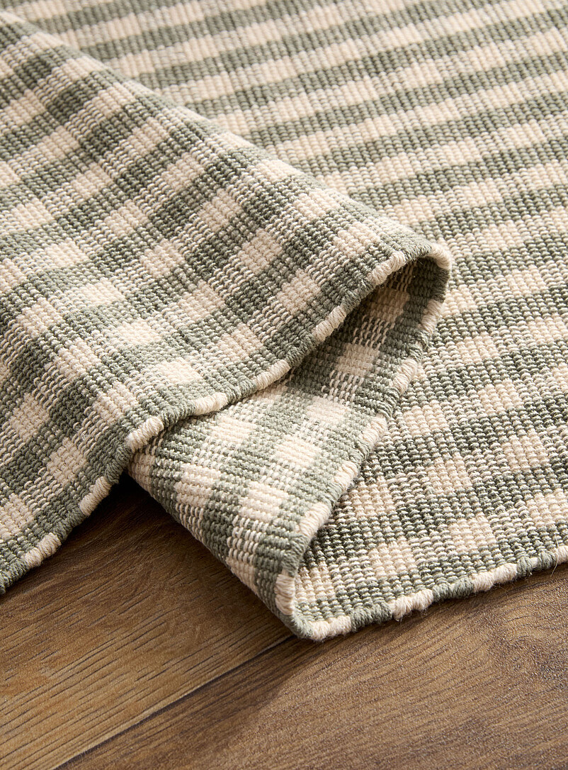 Sage green gingham checkers woven hallway rug 75 x 215 cm product image 2