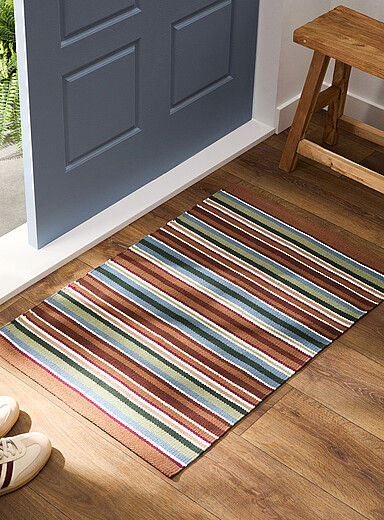 Earthy stripes woven rug 60 x 90 cm