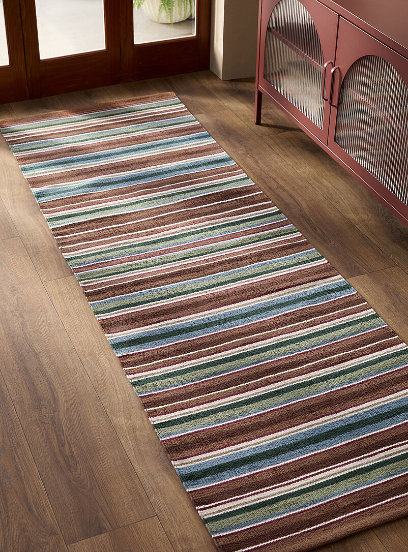 Earthy stripes woven hallway rug 75 x 215 cm product image (primary)