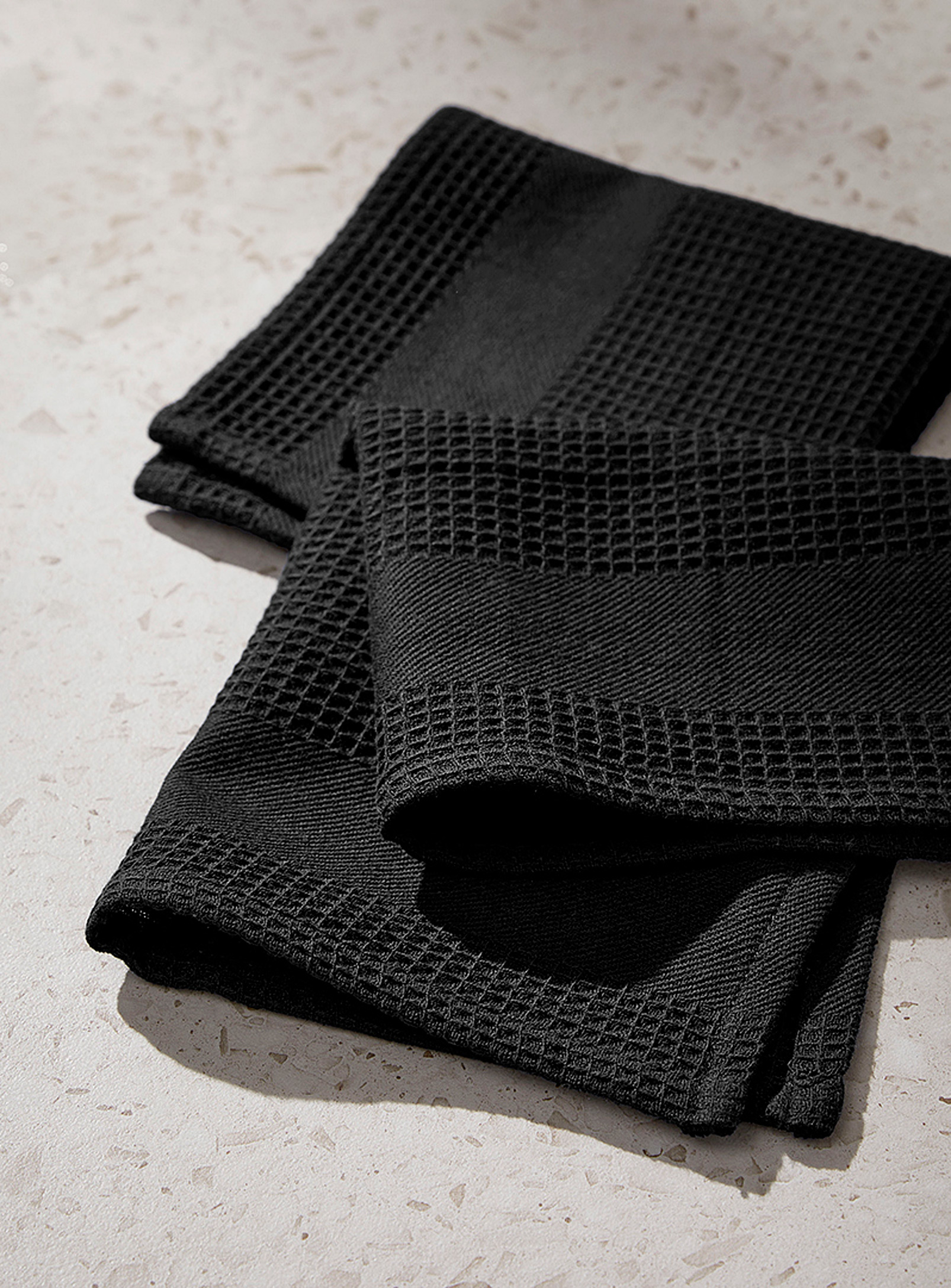 Simons Maison Waffled Organic Cotton Dishcloths Set Of 2 In Black