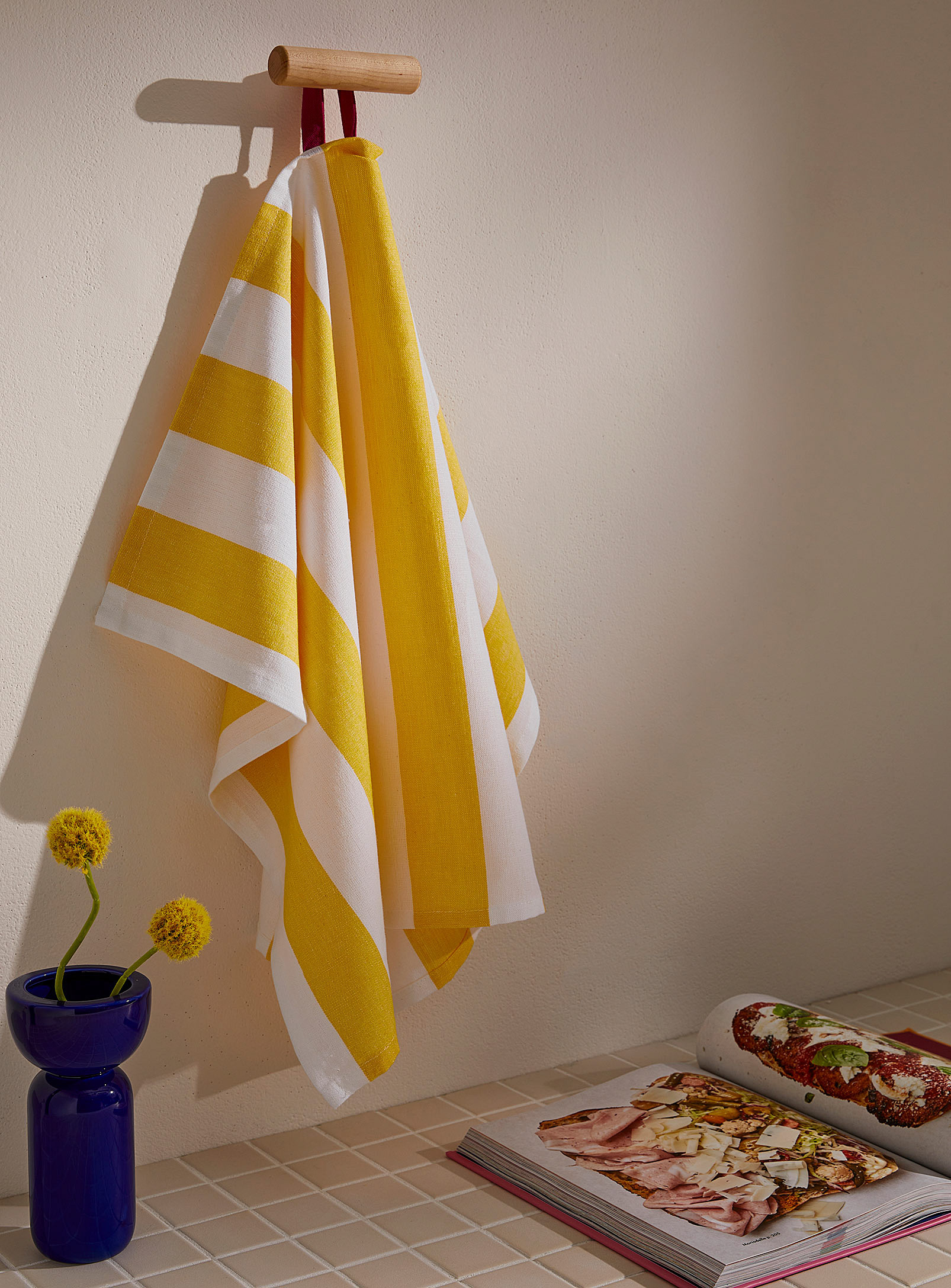 Simons Maison Neon Stripes Organic Cotton Tea Towel In Yellow