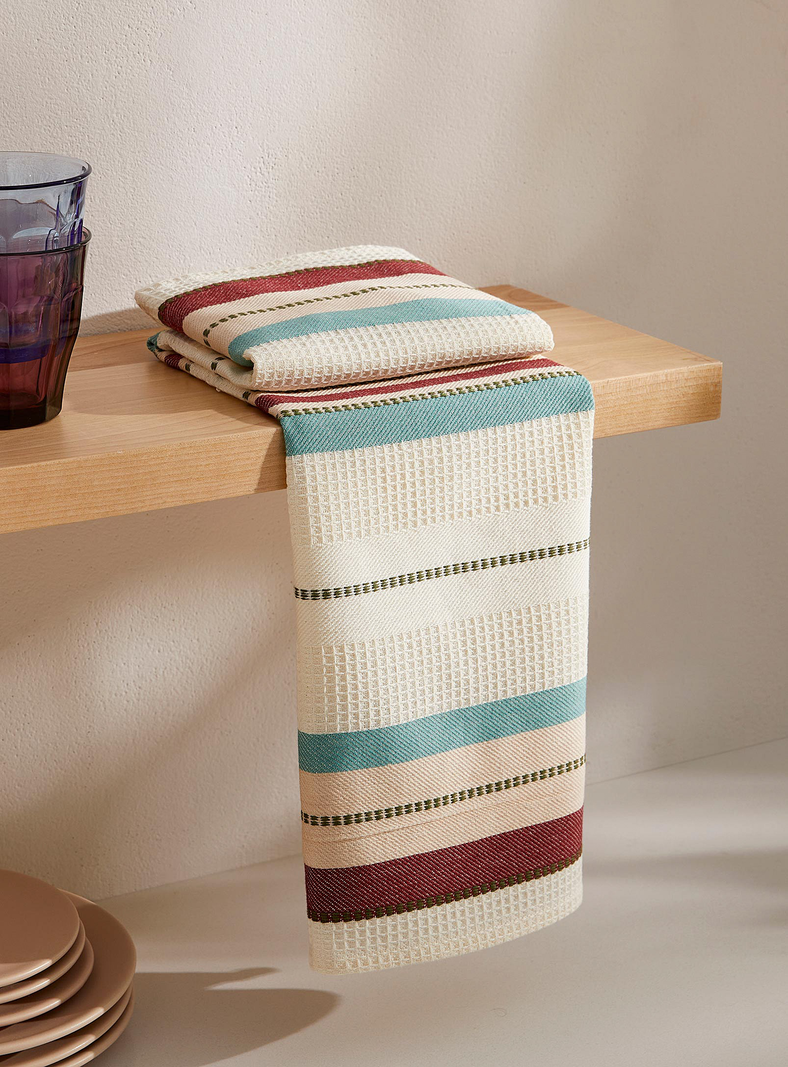 Simons Maison - Waffle and stripes organic cotton tea towels
