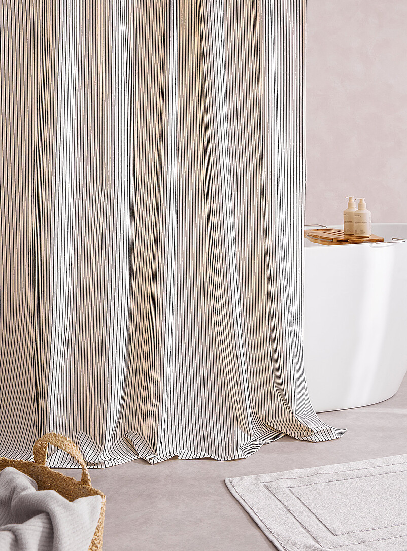 Contrasting stripes woven shower curtain product image (primary)