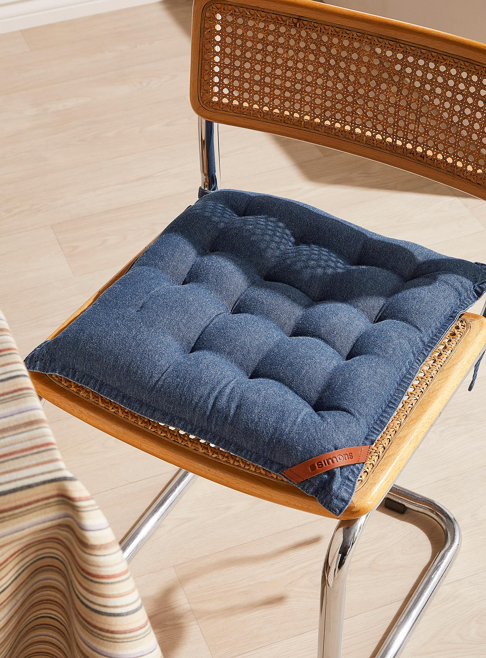 Simons Maison - Quilted denim chair cushion 40 x 40 cm