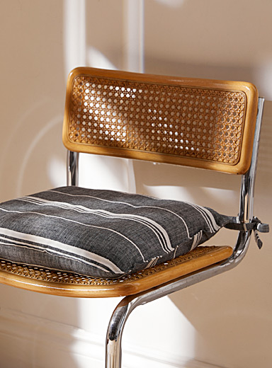 Le coussin de chaise coton bio rayures effet denim 40 x 40 cm