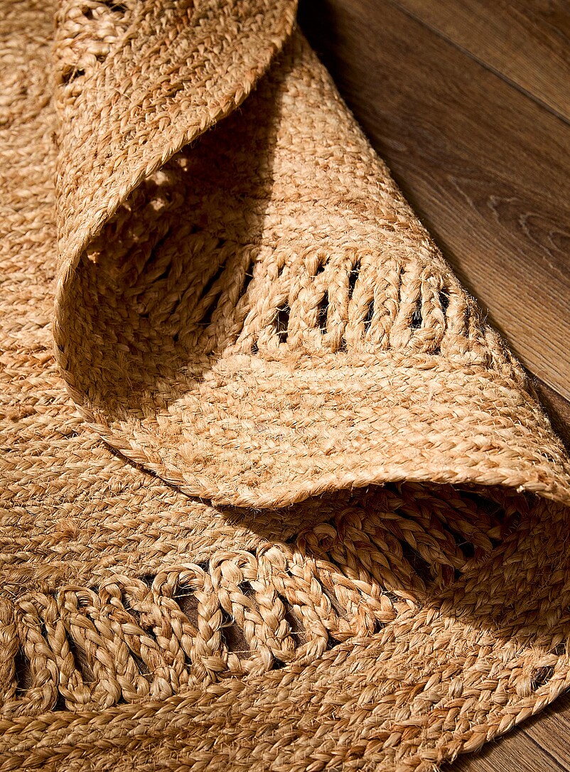 Openwork detail round braided jute rug 120 cm in diameter product image 2