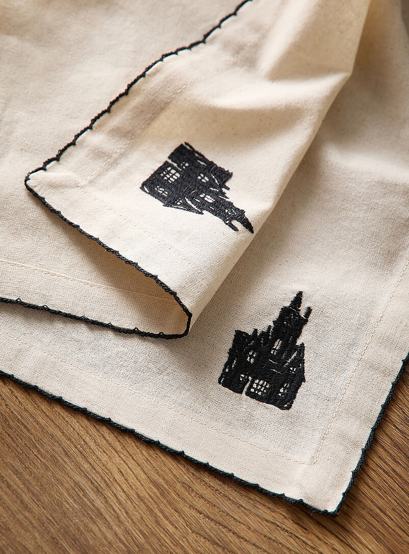Haunted houses embroidered napkin Halloween Collection product image 2