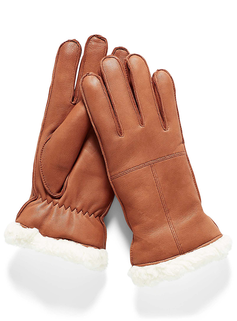 Brume: Le gant cuir poignet sherpa Colwood Miel chameau pour femme