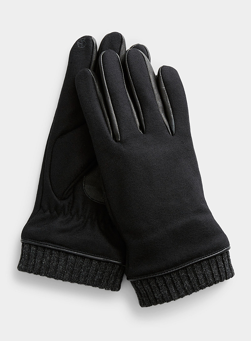 Mens Accessories Gloves Moncler Black Wool Stripe Gloves for Men 