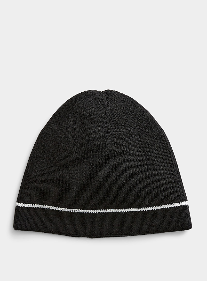 Brume Black Shimmery crystal ribbed tuque for women