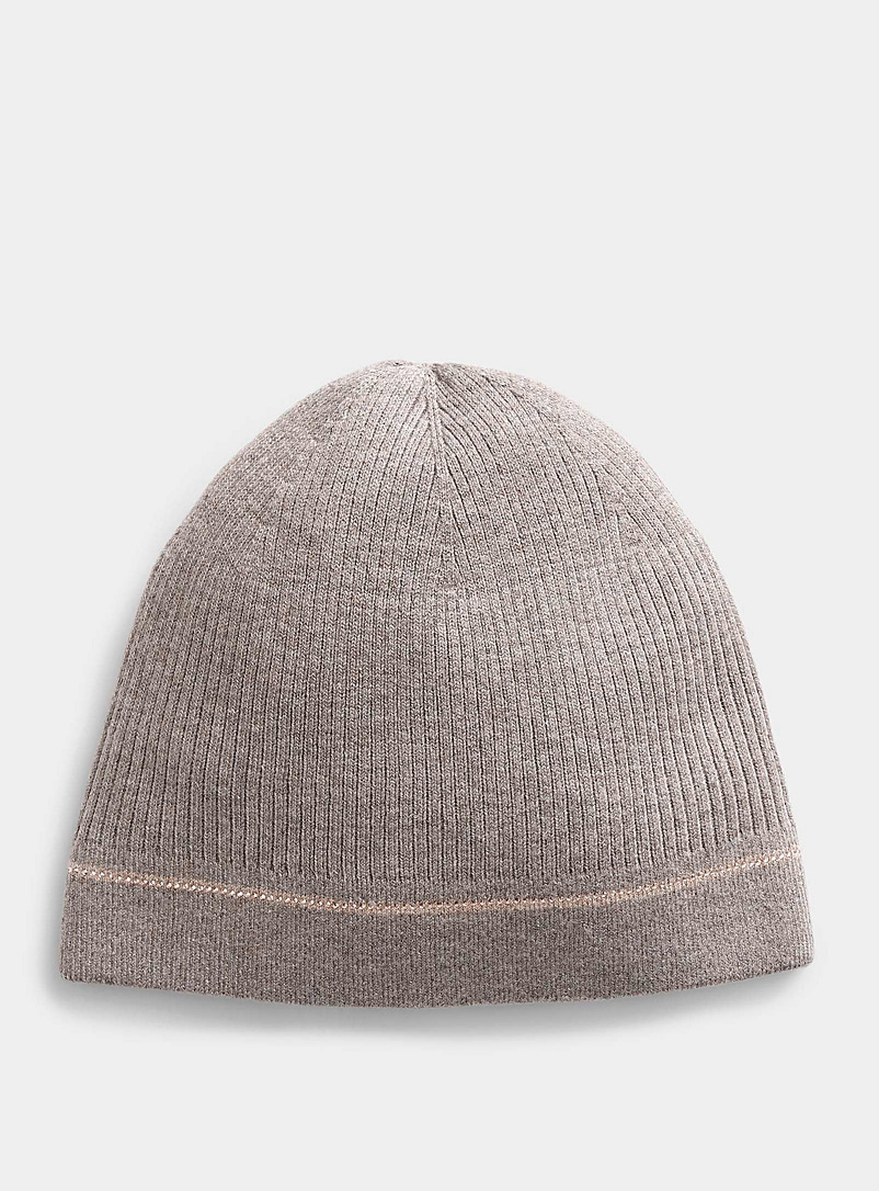 Brume Light Brown Shimmery crystal ribbed tuque for women