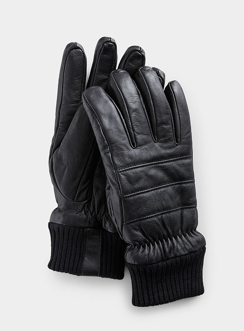 Brume Black Yukon leather gloves for men