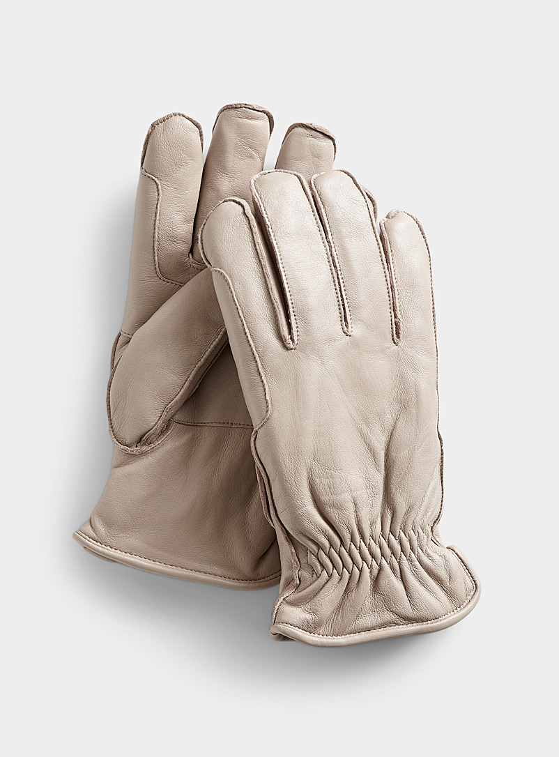 Brume Cream beige Mattawa leather gloves for men