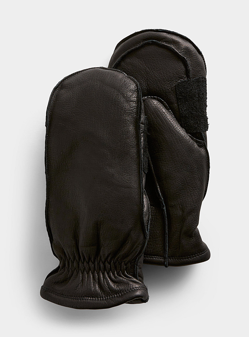 Brume Black Kasiks leather mittens for men