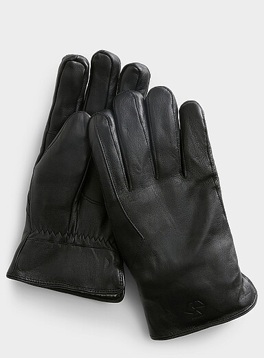 Brume: Le gant en cuir Churchill noir Noir pour homme