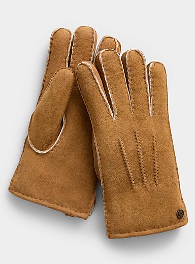Brume Light Brown Hamber shearling suede gloves for men