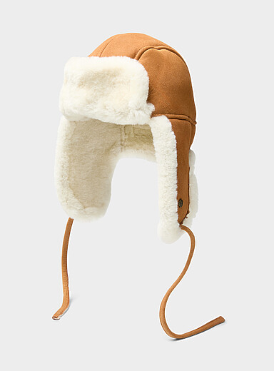 Brume Light Brown Shearling trapper hat for men