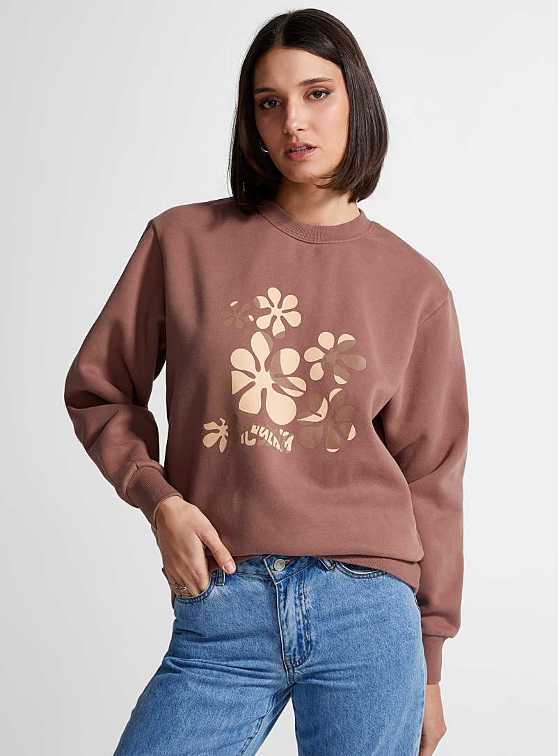 Rhythm Brown Retro flowers loose sweatshirt for women