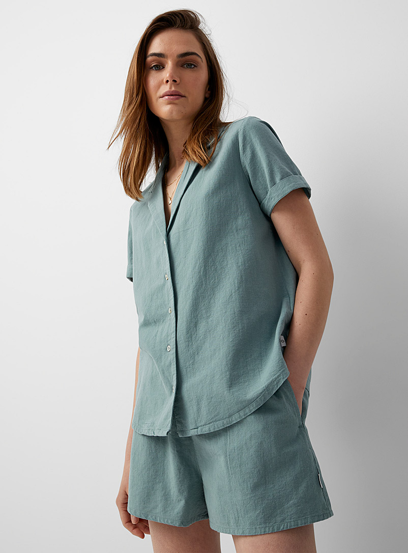 Icône Mossy Green Natural linen shirt for women