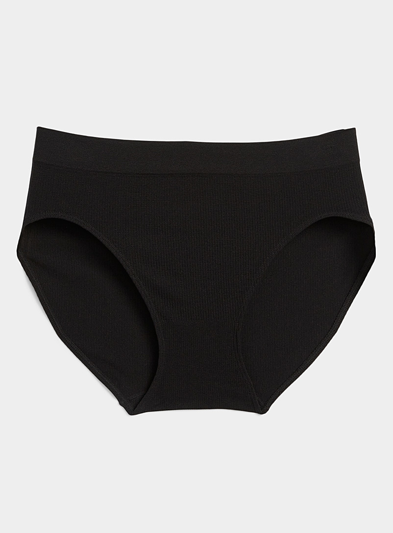 Miiyu Black Mini-ribbing high-cut bikini panty for women